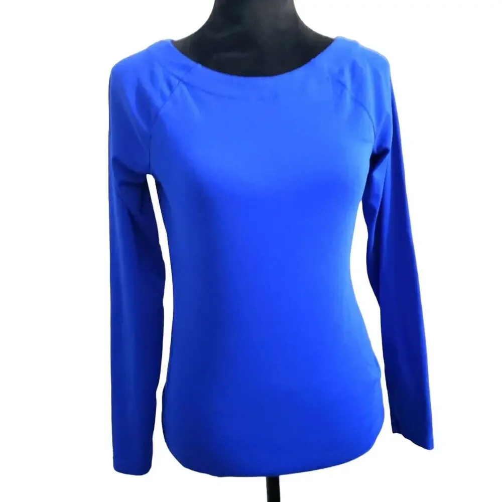 RALPH LAUREN LONG SLEEVE SWEATER/SHIRT, Sz M, BLUE, COTTON/ELASTANE